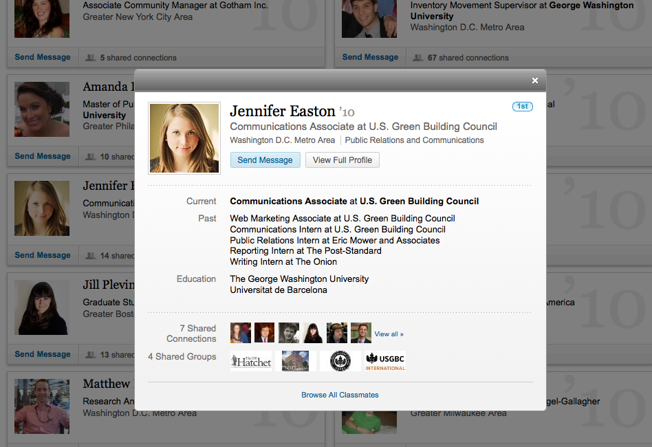 LinkedIn Classmates Profiles