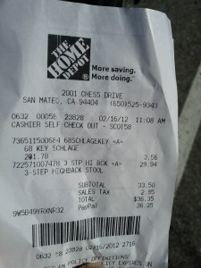 Receipt showing PayPal transaction