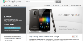 Google now selling unlocked Galaxy Nexus HSPA+ phone for $399