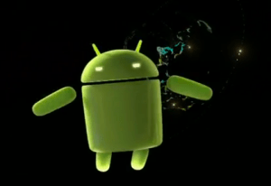 Android robot in space