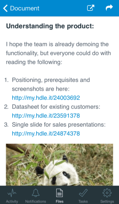 A screenshot of Huddle Note on iPhone