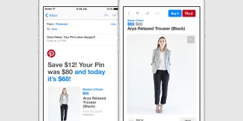 Pinterest will now email you when the price listed on a Buyable Pin drops