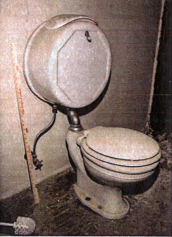 Toilet salvaged from the Jackling House by the Town of Woodside."