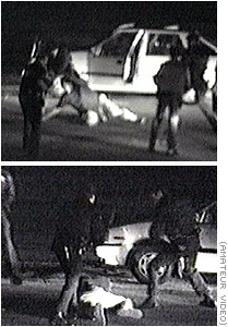These are Stills from George Holliday's video of the Rodney King beating.