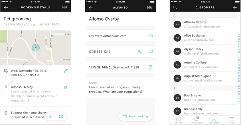 The forthcoming Microsoft Bookings iOS app.