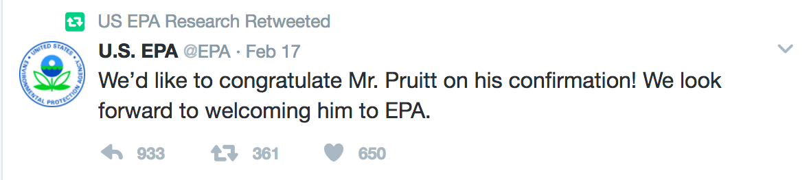 EPA Research RT of Pruitt