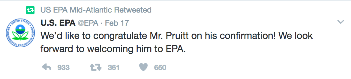EPA Pruitt retweet
