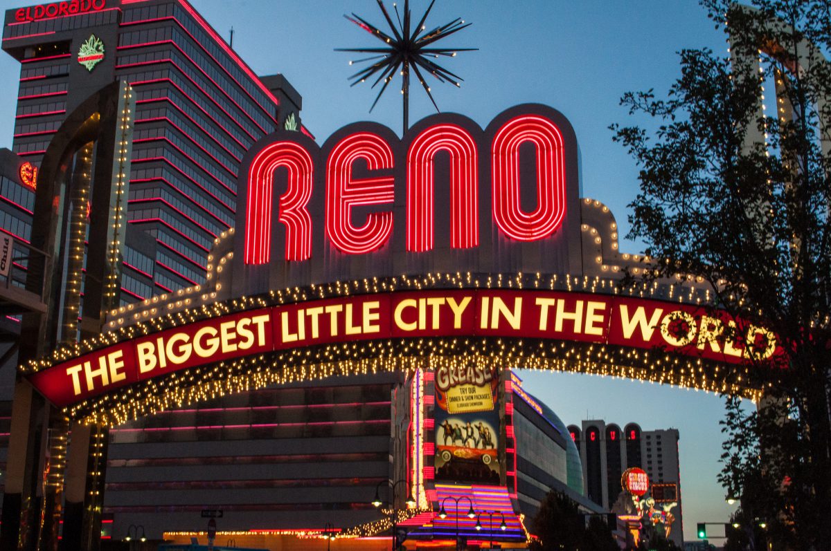 This is a picture of the famous sign in Reno, Nevada, a city whose nickname is "The Biggest Little City in the World"
