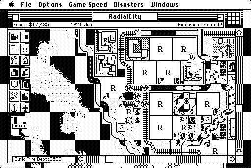 The original black-and-white SimCity for Mac.