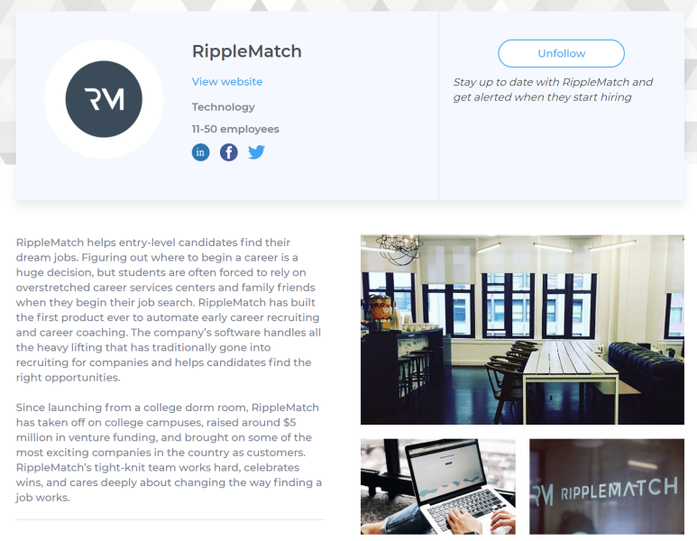 RippleMatch profile