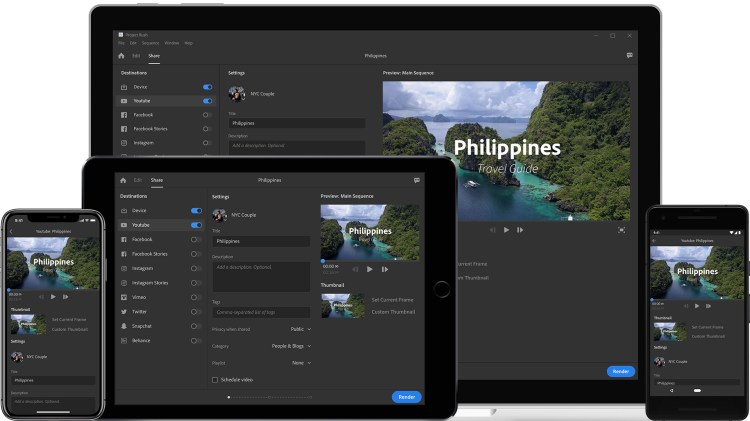 Adobe Rush One-Click Publish to Social