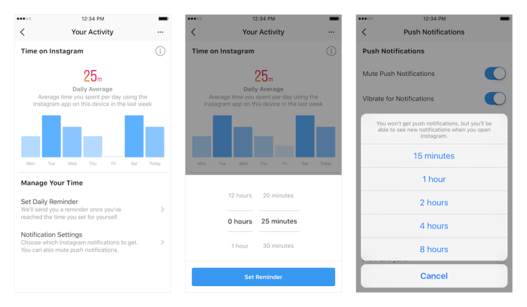 Instagram's new 'Your Activity' dashboard. 