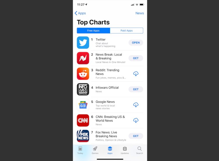 The Infowars app is now the No. 4 iPhone download in the News category on the App Store.
