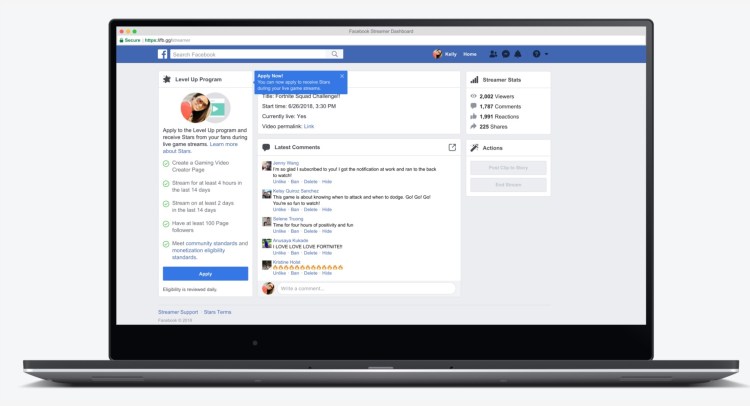 Facebook dashboard
