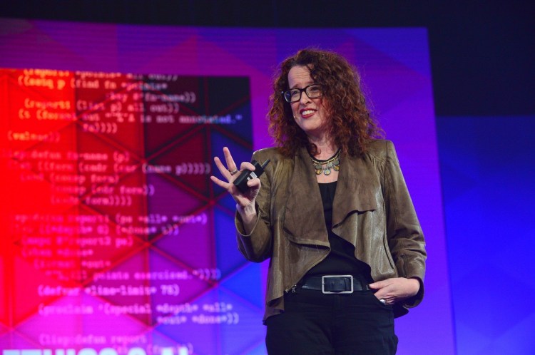 Genevieve Bell, director of the Autonomony, Agency and Assurance (3A) Institute and Intel Senior Fellow, speaks at Intel's Devcon event.