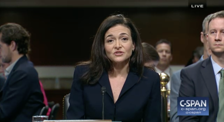 Facebook COO Sheryl Sandberg testifies in front of the Senate Intelligence Committee