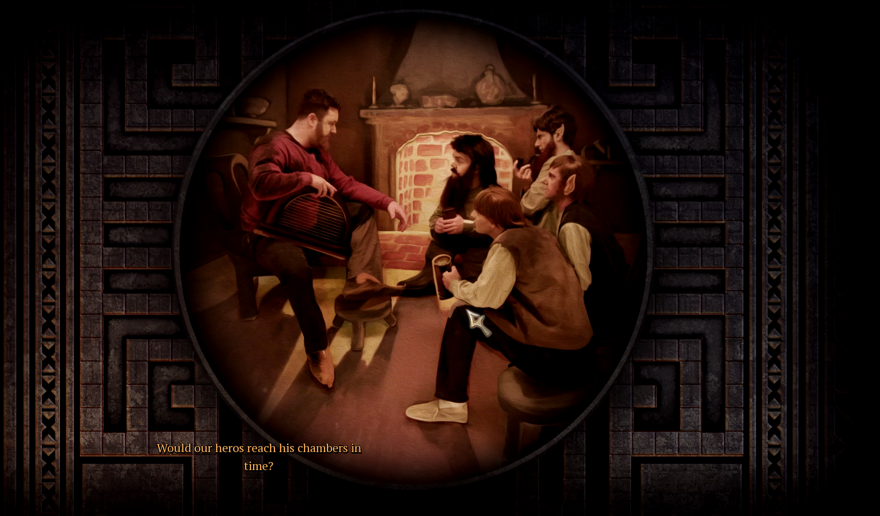 The Bard introduces different scenes depending on where you are in the story.