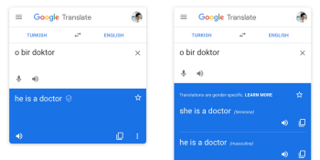 Google Translate now gives feminine and masculine translations