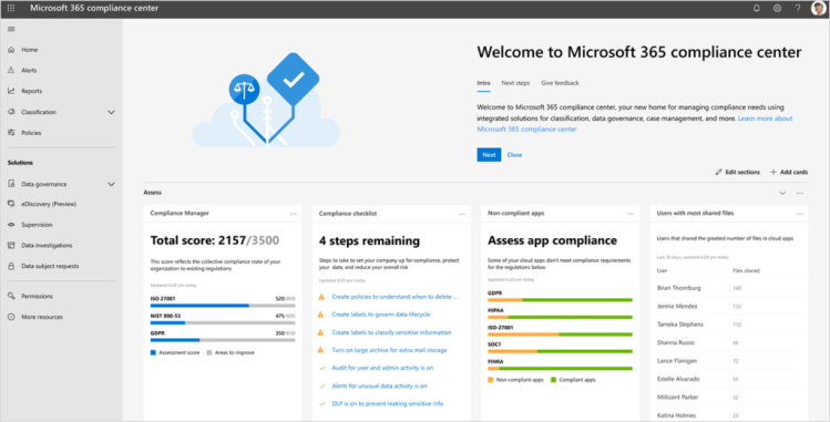 Microsoft compliance features
