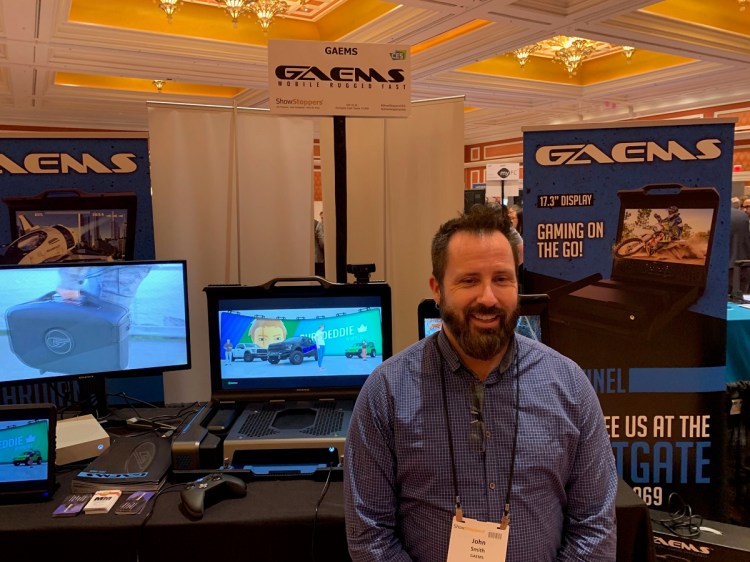 GAEMS cofounder John Smith at Showstoppers at CES 2019.