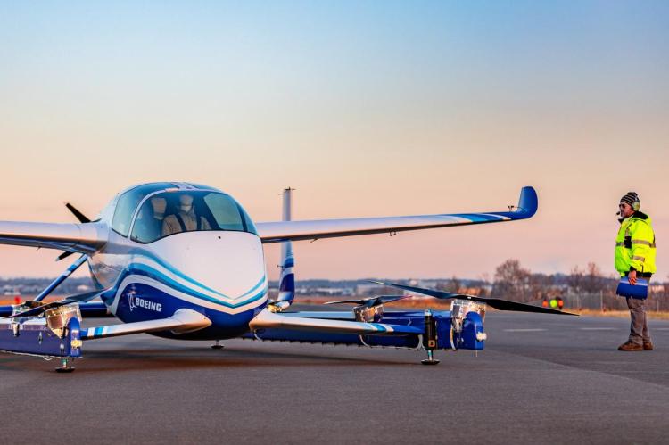 Boeing's Autonomous Passenger Air Vehicle (PAV) prototype is shown during an inaugural test flight, in Manassas, Virginia, U.S., January 22, 2019.    