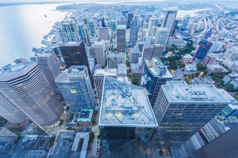 Aerial view of Seattle, Washington. 