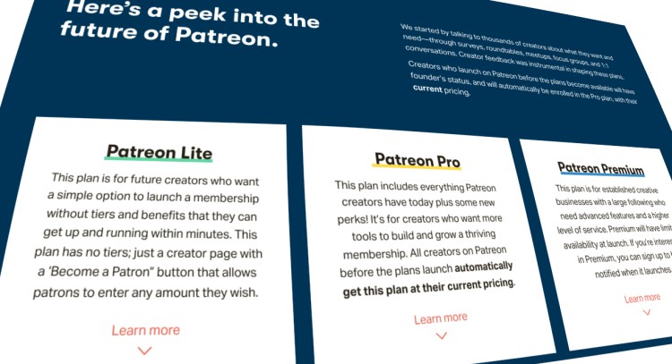 Patreon's new membership fees