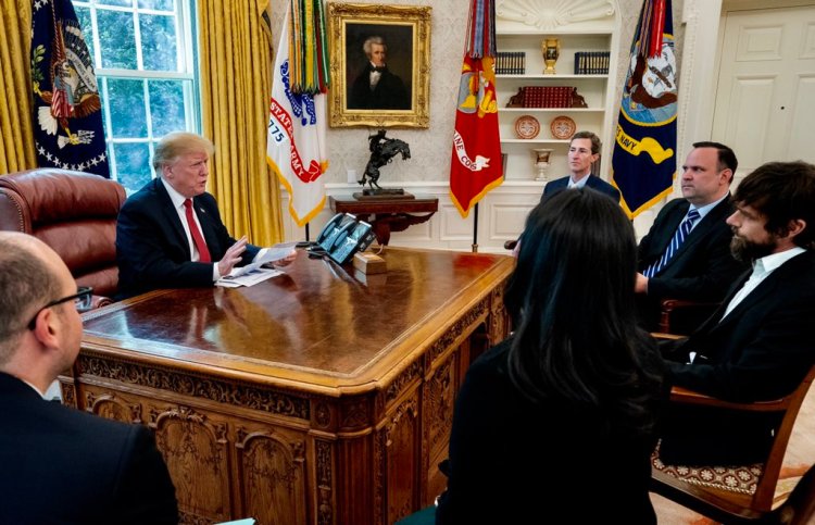 Donald Trump meeting Jack Dorsey at the White House