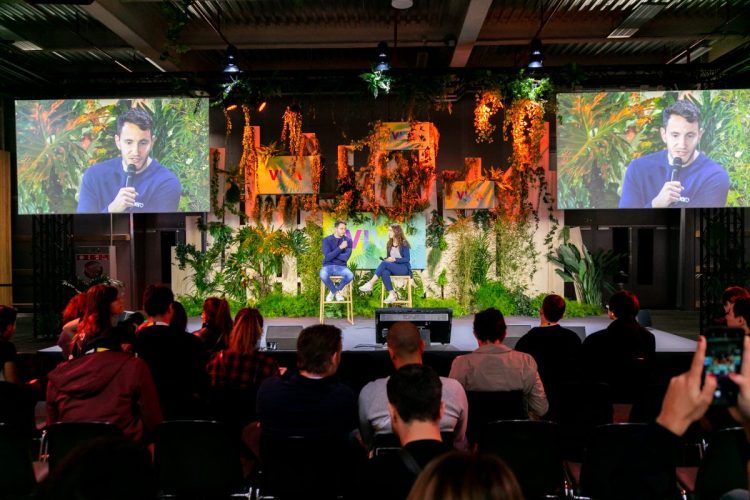 Meero CEO Thomas Rebaud speaks on stage at VivaTech.
