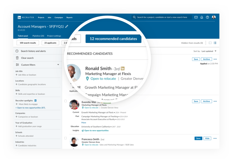 LinkedIn Recommended Candidates