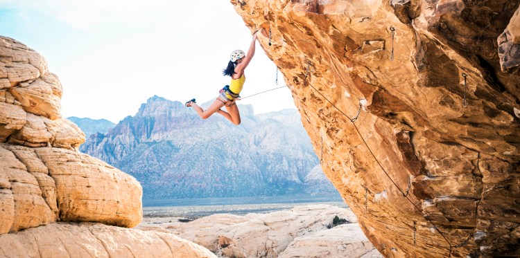 rock climbing on cliff