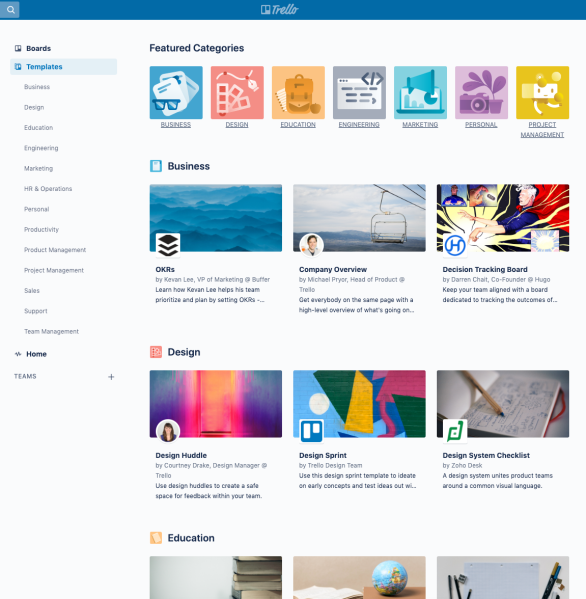 Trello template gallery