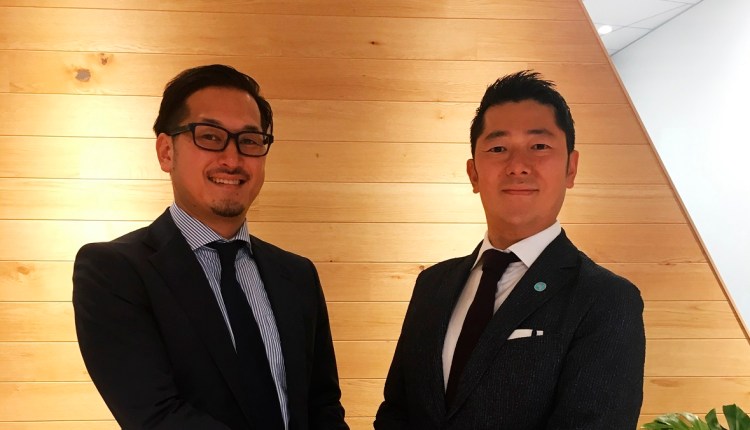 Naoki Sassa, country manager for Japan, at Adjust (right) and Akira Ichikawa, director of Cyber Z.