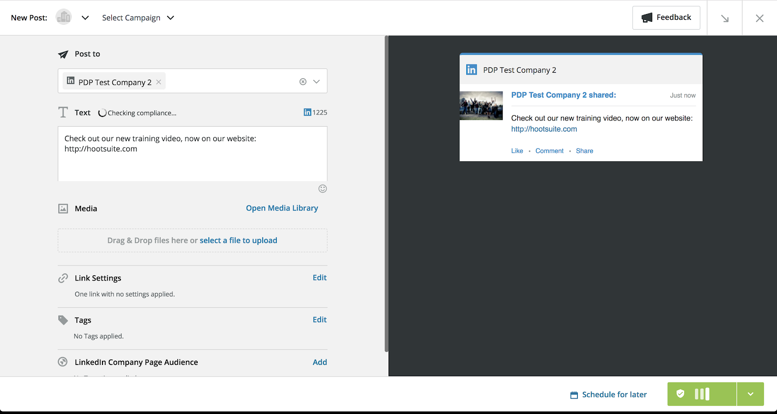 Hootsuite Checking Compliance