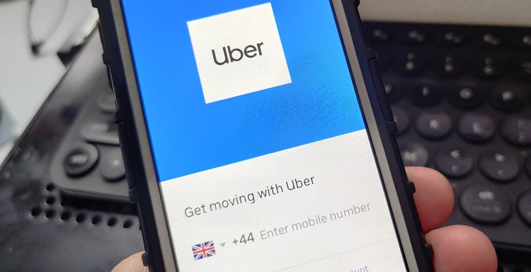 Uber app in London, U.K.