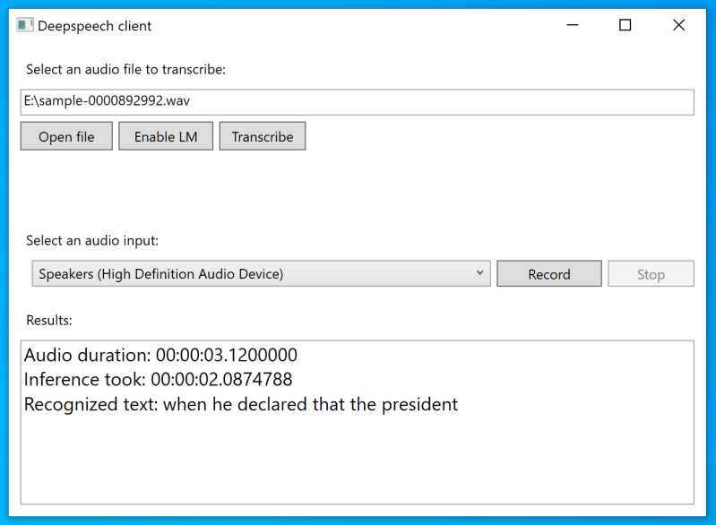 DeepSpeech client