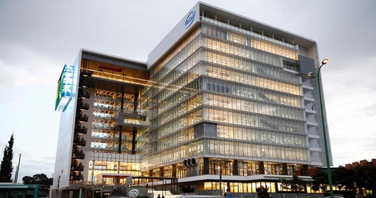 Cars drive past U.S. chipmaker Intel Corp's "smart building" in Petah Tikva, near Tel Aviv, Israel December 15, 2019
