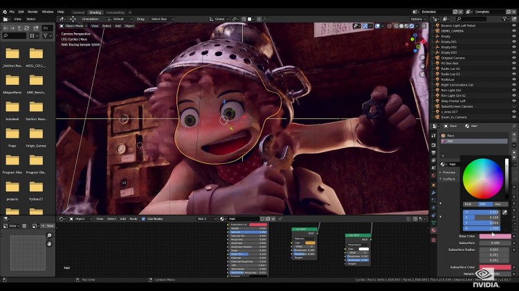 A GTC digital demo of RTX rendering blender.
