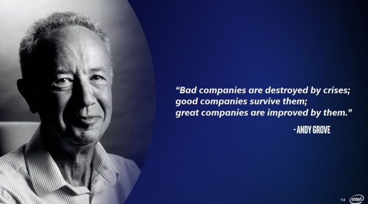Intel's former CEO Andy Grove talked about crises' impact on companies.